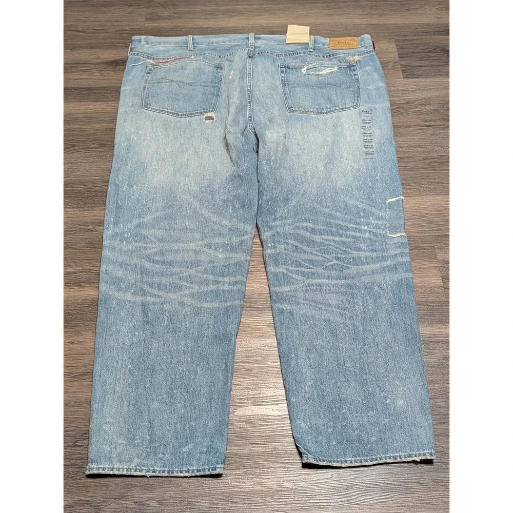 Polo Ralph Lauren Varick Slim Straight Patchwork Bandana Distressed Jeans 50Bx30